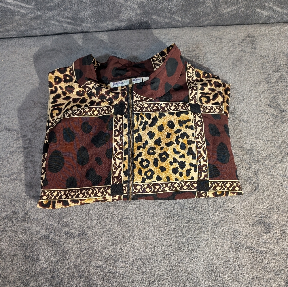 Delta Burke Collection Vintage Wind Beaker Animal Print Jacket Womens 2X-3X